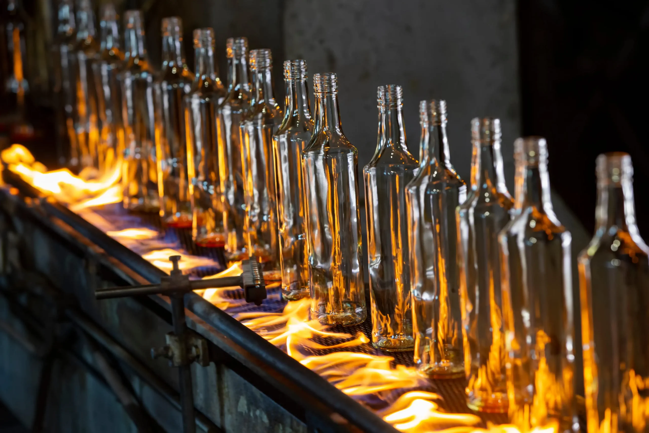 Envases de botellas de vidrio.